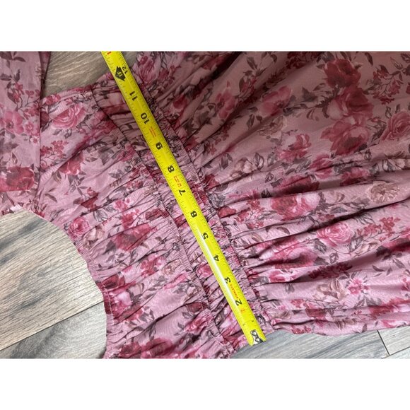 MIAMI For Francescas Whimsical Pink Romanic Floral Puff Sleeve Mini Milkmaid Dre - Picture 6 of 11